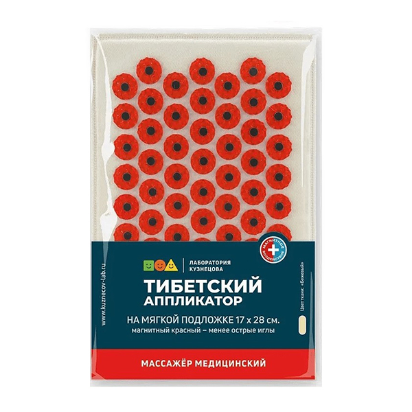 Массажер аппликатор тибетский валик магнитный мягкий универсальный красный