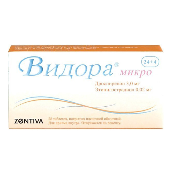 Видора микро таб. п.п.о. 3мг+0,02мг №28  (24+4)