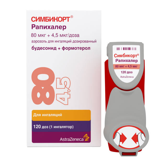 Симбикорт рапихалер аэроз. д/ингал. доз. 80мкг+4,5мкг/доза 120доз №1  (ингаляторы)