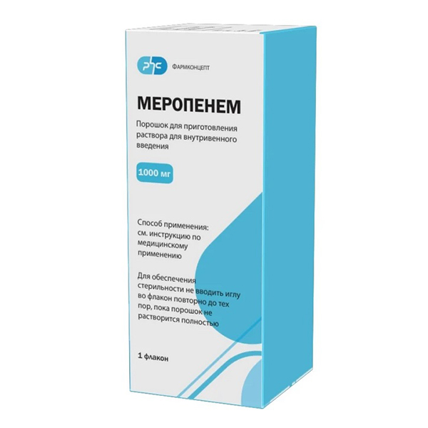 Меропенем пор. д/р-ра в/в 1000мг №1