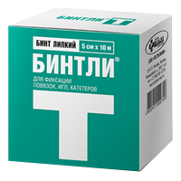 Бинт липкий проницаемый Бинтли-Т 5смх10м