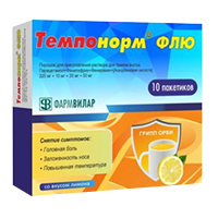 Темпонорм флю пор. д/р-ра внутр 10мг+20мг+50мг 325мг 22,1г №10