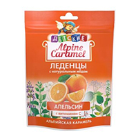 Alpine caramel альпийская карамель леденцы детские натур мед-вит C вкус апельсина 75г