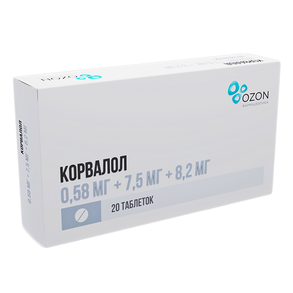 Корвалол таб. 0,58мг+7,5мг+8,2мг №20