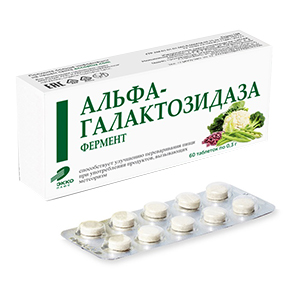Фермент альфа-галактозидаза таб.п.о. 300мг 60 шт.