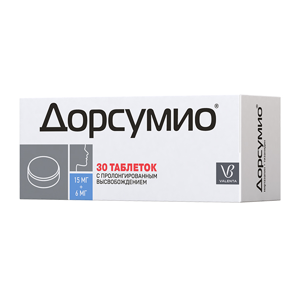 Дорсумио таб.пролонг.высвоб. 15мг+6мг №30