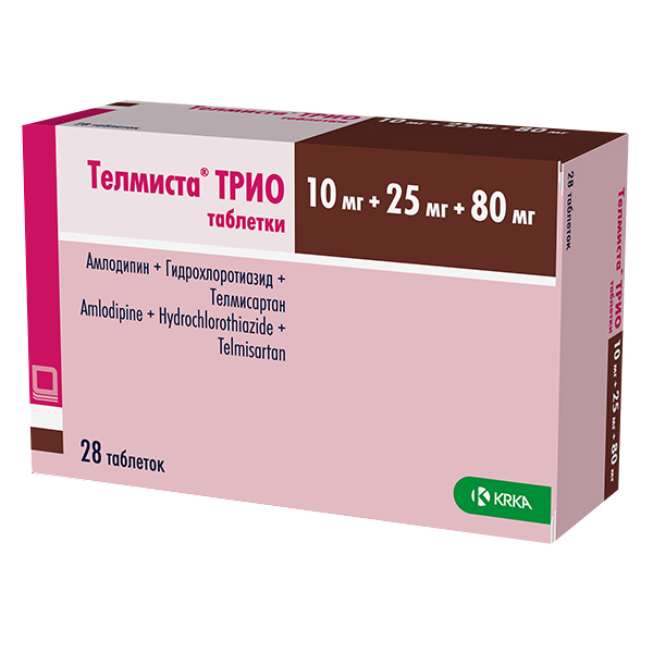 Телмиста ТРИО таб. 10мг+25мг+80мг №28