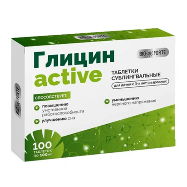 Глицин-актив bioforte таб. д/рассас №100