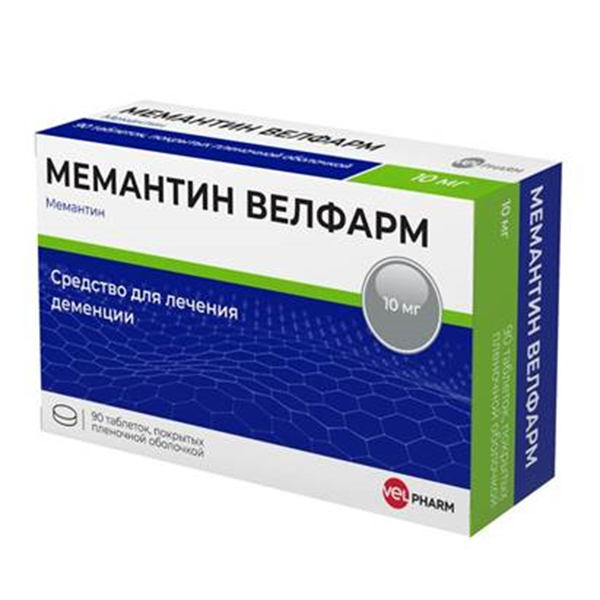 Мемантин Велфарм таб. п.п.о. 10мг №30