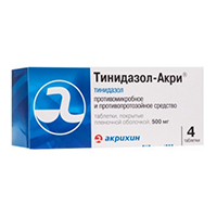 Тинидазол-Акри таб. п.п.о. 500мг №4