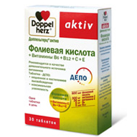 Доппельгерц актив фолиевая к-та+вит B6+B12+C+E таб. 1,111г №30