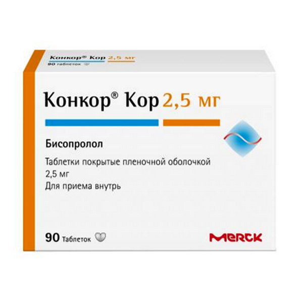 Конкор Кор таб. п.п.о. 2,5мг №90
