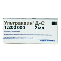 Ультракаин ДС р-р д/ин. 40мг+0,005мг/мл 2мл №10