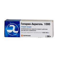 Гепарин-Акрихин 1000 гель д/наружн. прим. 1тыс.МЕ/1г 30г №1